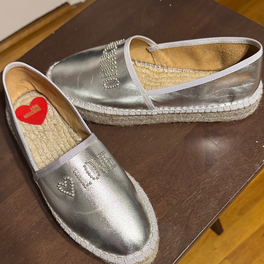 Moschino Silver Espadrilles